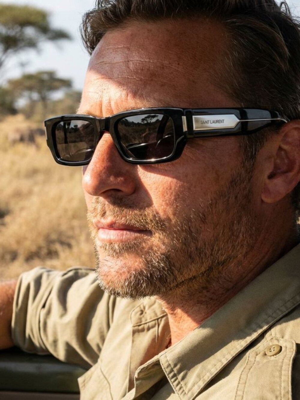 Saint Laurent SL660 002 Unisex Rectangle Sunglasses - Havana / Grey - Picture 13 of 13